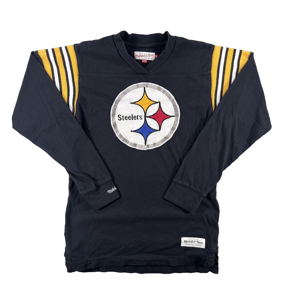 Pittsburgh Steelers Shirt Mens Medium Black NFL Football Mitchell & Ness
